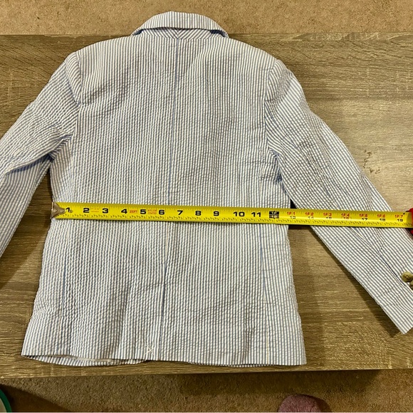 Janie and Jack Blue Seersucker Pinstripe Jacket Easter Special Occasion - Picture 9 of 11